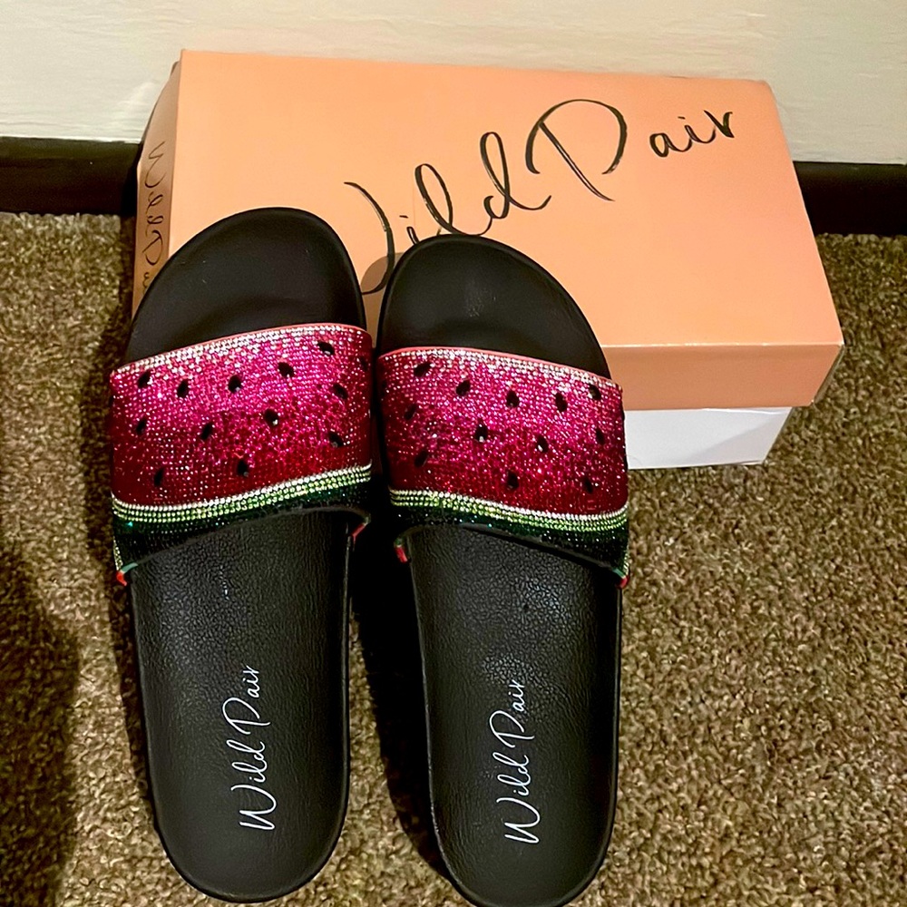 Brand new Caroletta watermelon bling platform sandals by Wild Diva
